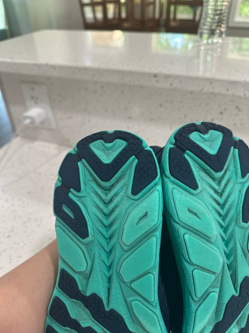 Hoka Women's Navy Blue Teal Running Shoes with Pink Logo - Picture 6 of 15